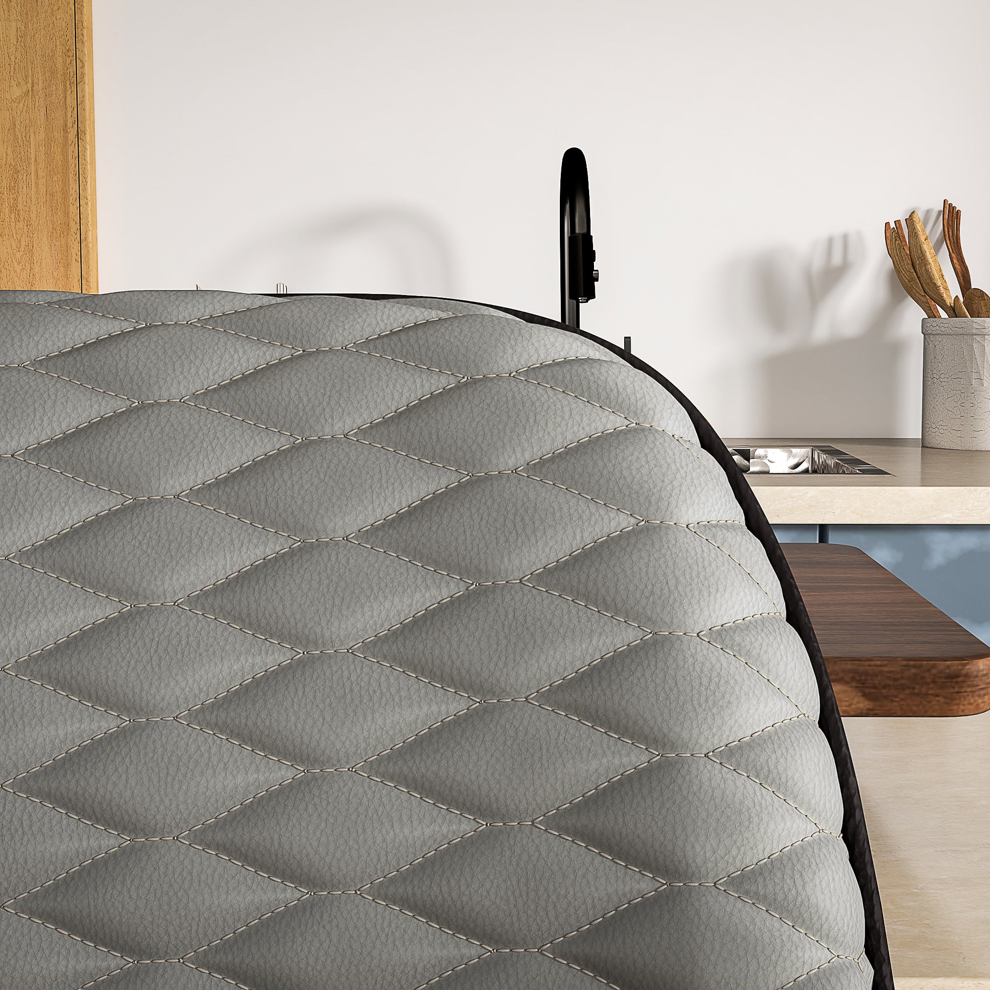 HOMCOM Set of Two Faux Leather Bar Stools - Grey