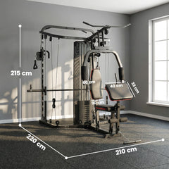 SPORTNOW Home Multi Gym Smith Machine with 65kg Weight Stack, Cable Pulley System, Chest Station, Preacher Pad & Leg Developer