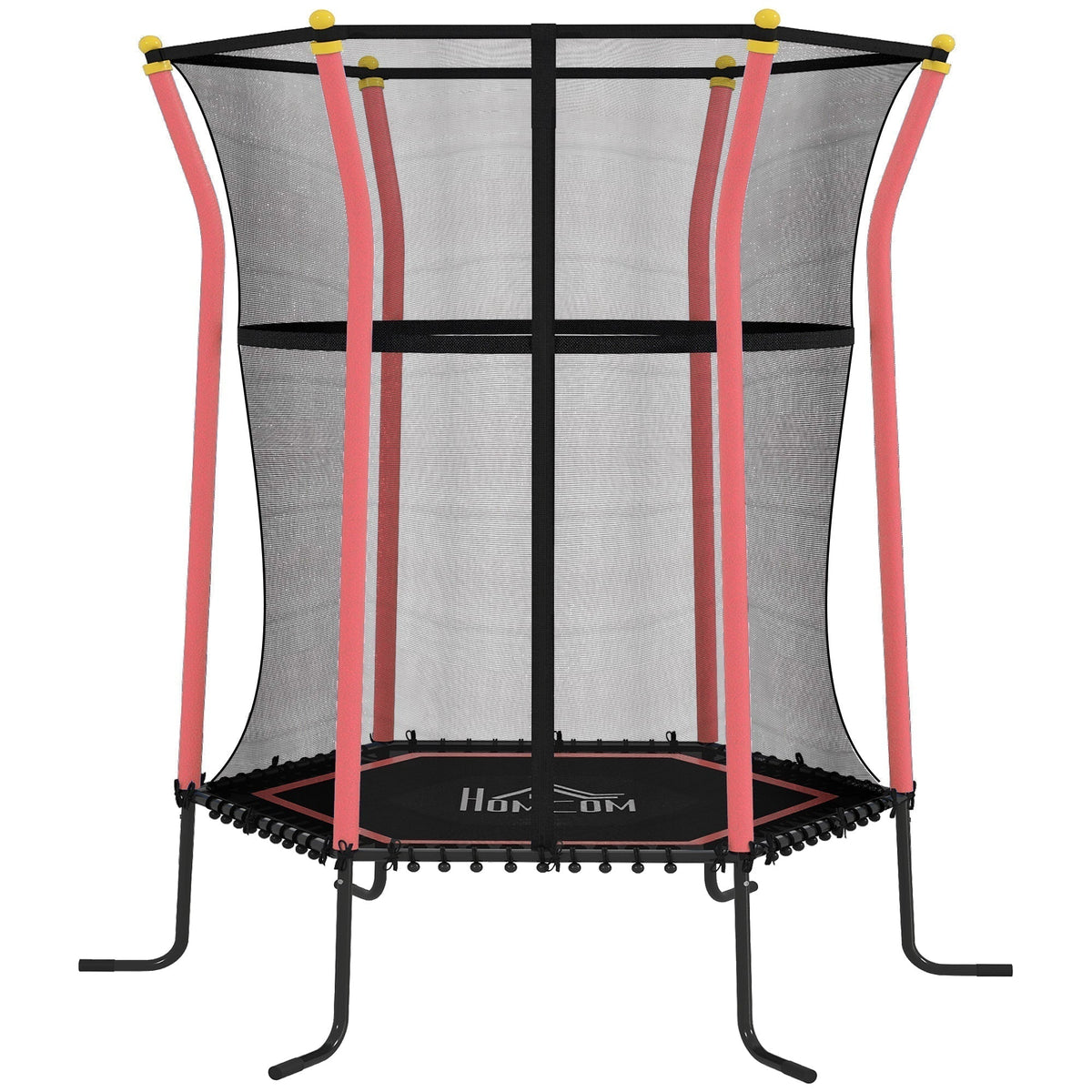 HOMCOM Kids Trampoline Mini Bouncer with Enclosure Safety Net For Ages 3-10 Years - Red