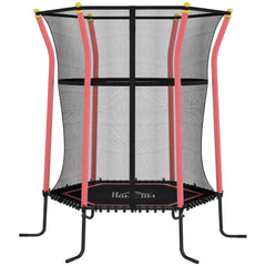 HOMCOM Kids Trampoline Mini Bouncer with Enclosure Safety Net For Ages 3-10 Years - Red