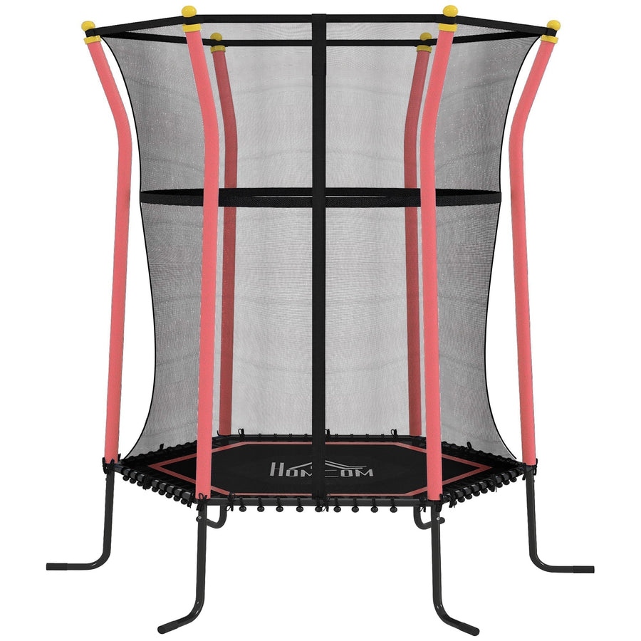 HOMCOM Kids Trampoline Mini Bouncer with Enclosure Safety Net For Ages 3-10 Years - Red