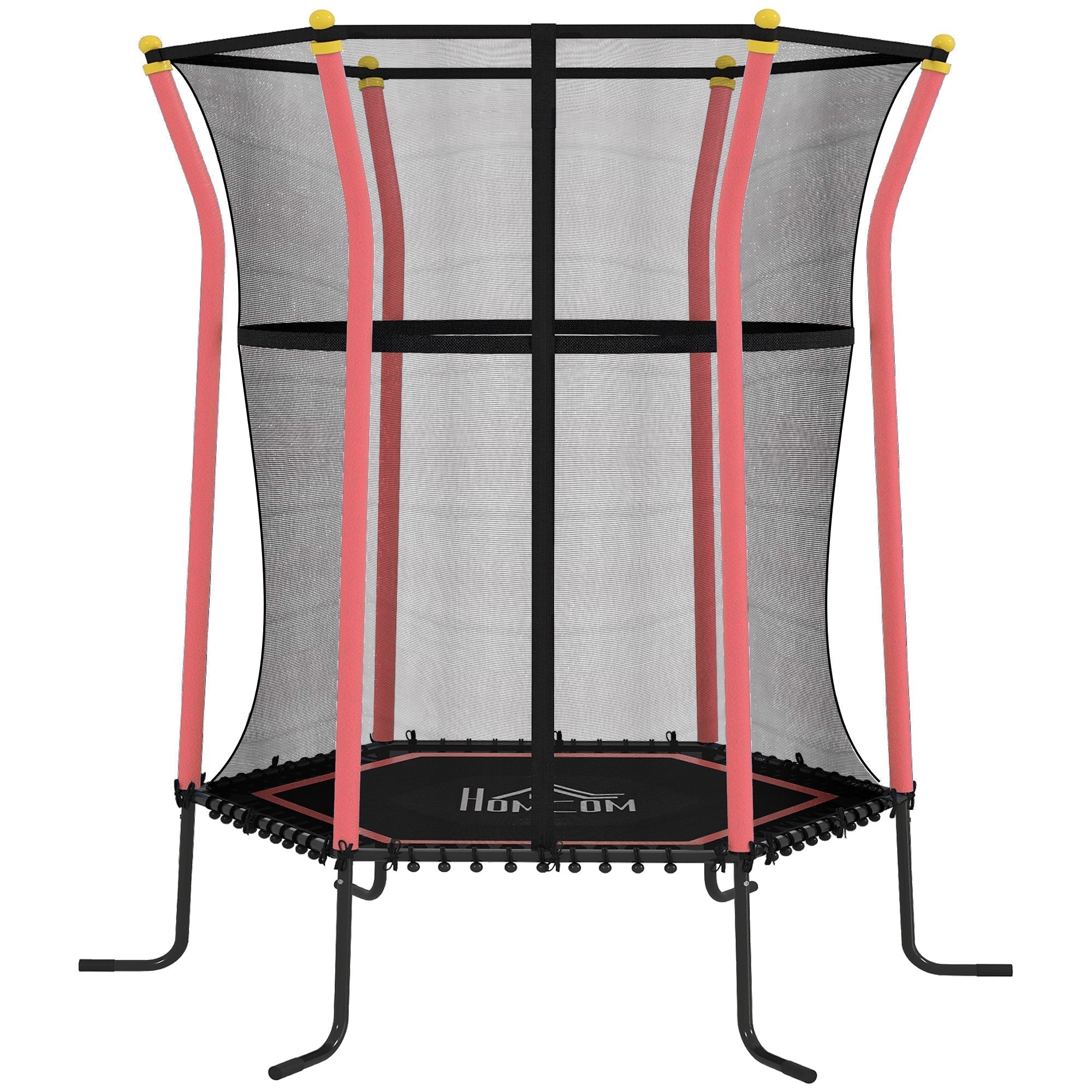 HOMCOM Kids Trampoline Mini Bouncer with Enclosure Safety Net For Ages 3-10 Years - Red