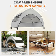 PawHut Portable Elevated Dog Bed with Removable Canopy, Cooling Raised Pet Cot for Large Dogs, 106 x 76 x 94 cm