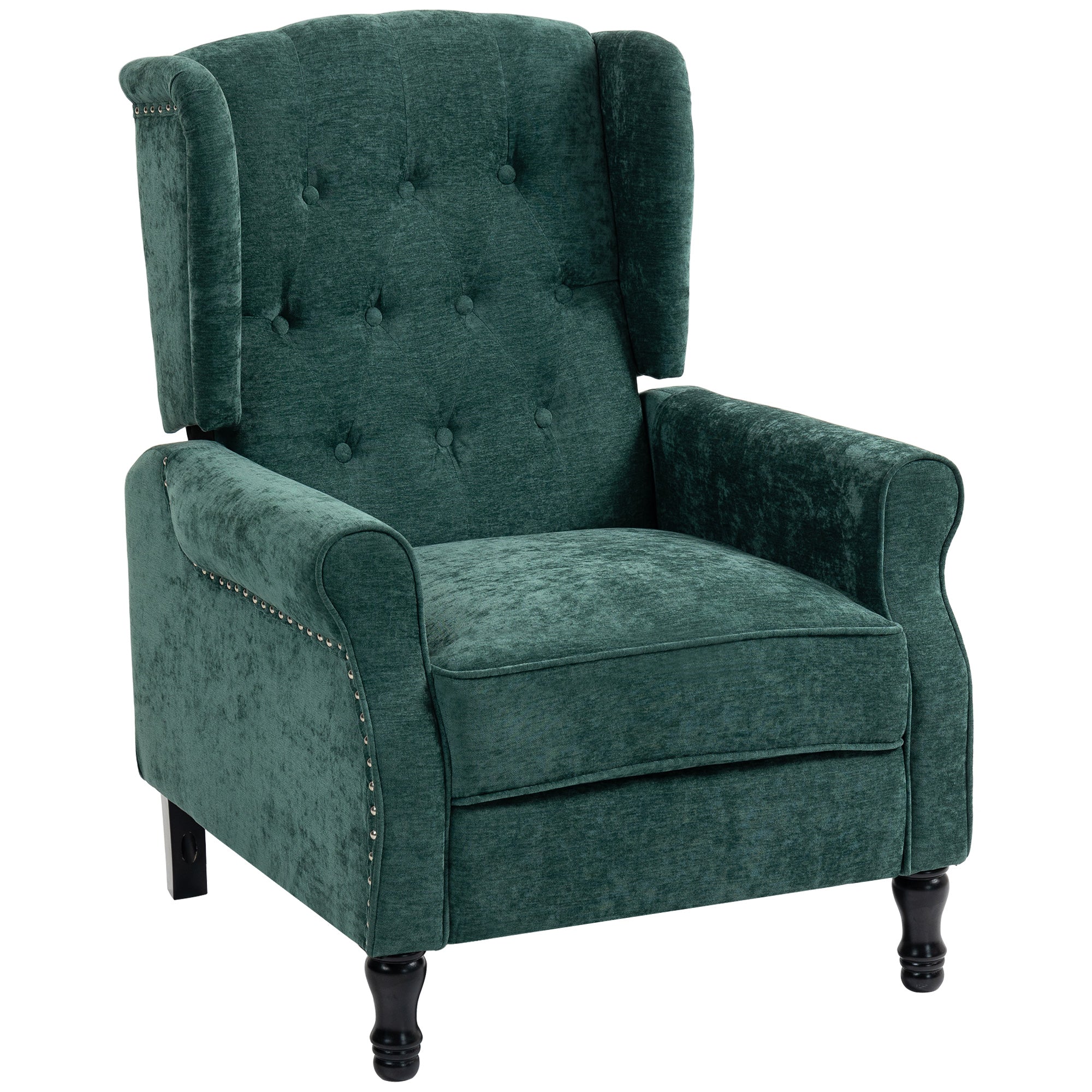HOMCOM 150√Ç¬∞ Reclining Vintage Armchair, with footrest - Dark Green