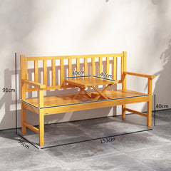 Outsunny Wooden Bench with Liftable Middle Table, Outdoor Bench, Patio Loveseat for Porch, Garden, Seats 2-3 People - product