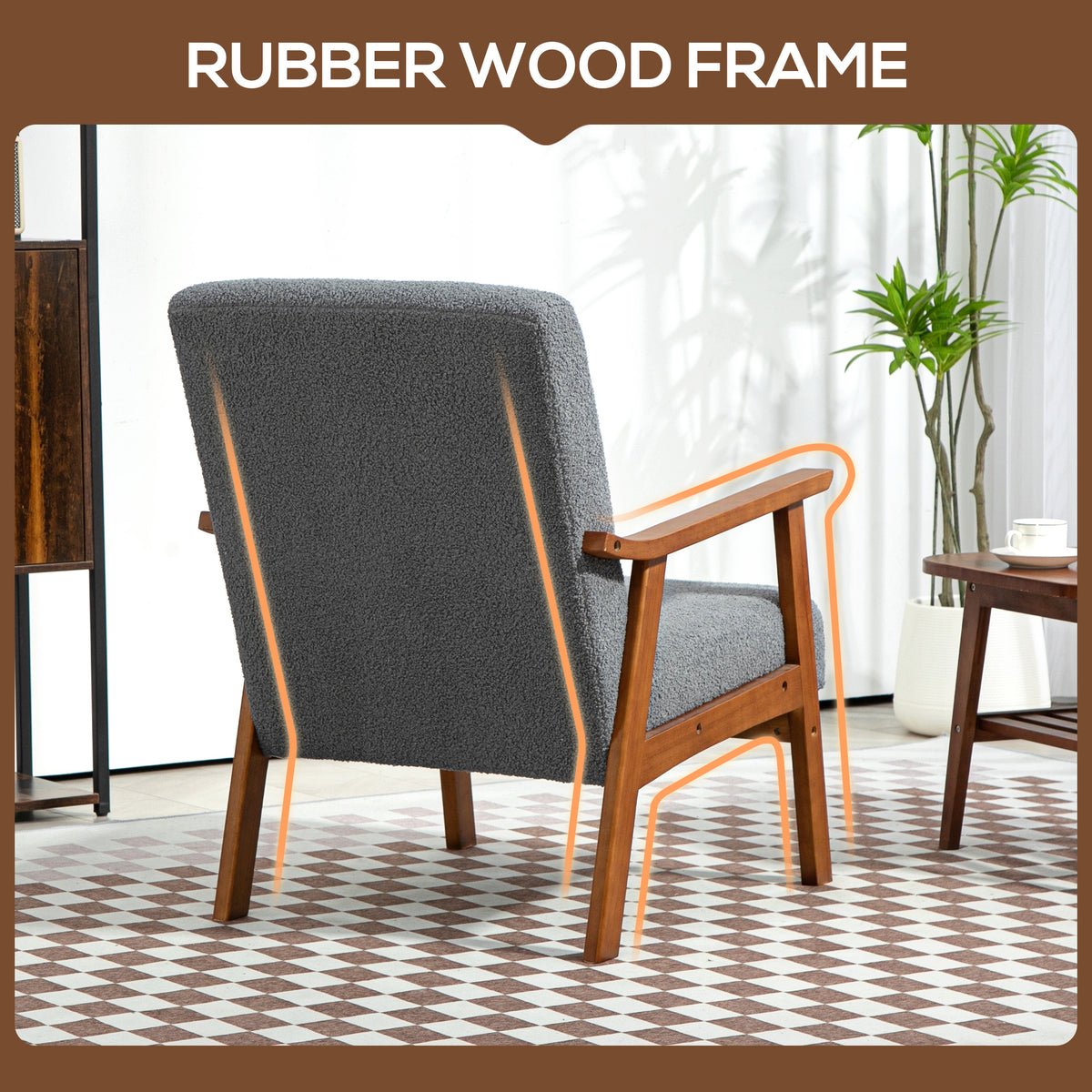 HOMCOM Armchair with Wide Seat in Grey, image 6