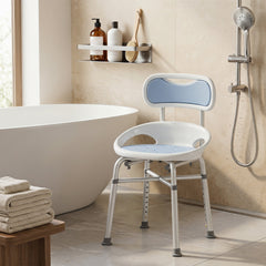 HOMCOM Shower Chair with Padded Seat Adjustable Height Shower Stool Bath Seat with Back and Anti-Slip Feet