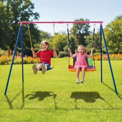 A-Frame Swing Stand for 2 Swings with Ground Stakes and Carabiners Heavy Duty-Blue