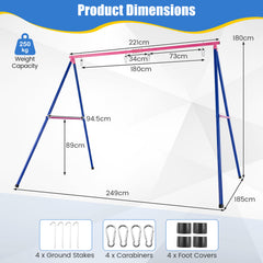 A-Frame Swing Stand for 2 Swings with Ground Stakes and Carabiners Heavy Duty-Blue