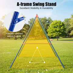 A-Frame Swing Stand for 2 Swings with Ground Stakes and Carabiners Heavy Duty-Blue