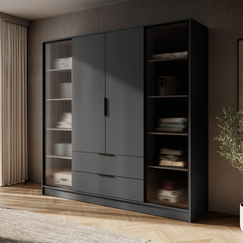 Kelly Hinged Door Wardrobe 206cm [Glass] - product image 4