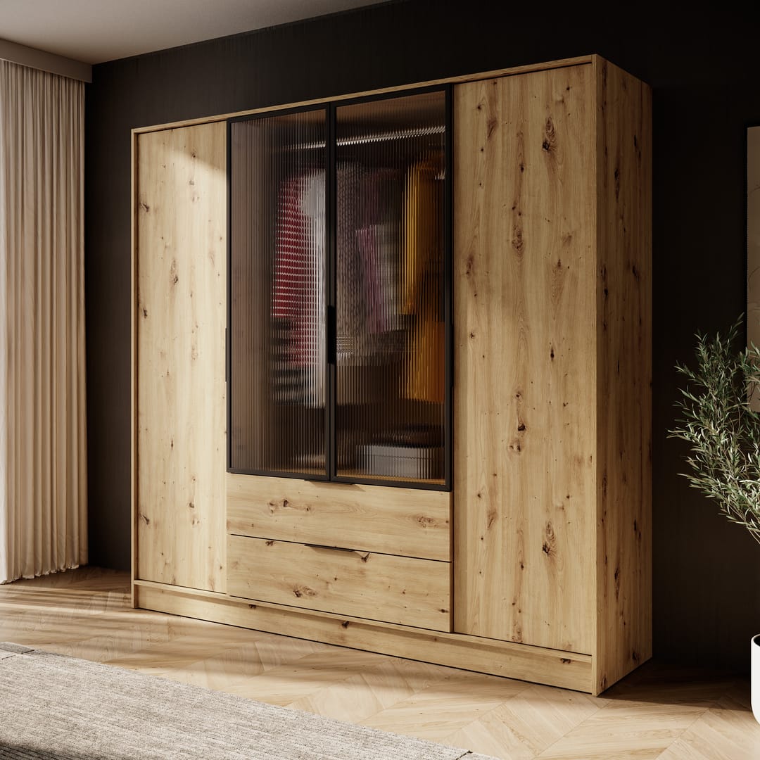 Kelly Hinged Door Wardrobe 206cm [Glass] - product image 4