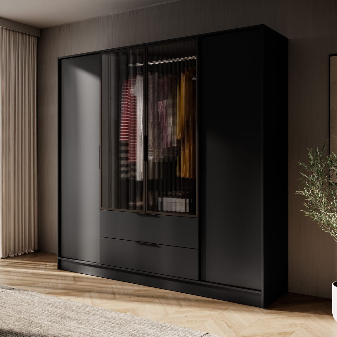 Kelly Hinged Door Wardrobe 206cm [Glass] - product image 10