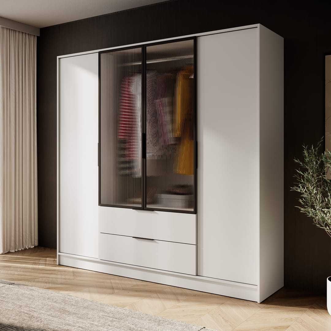 Kelly Hinged Door Wardrobe 206cm [Glass] - product image 7