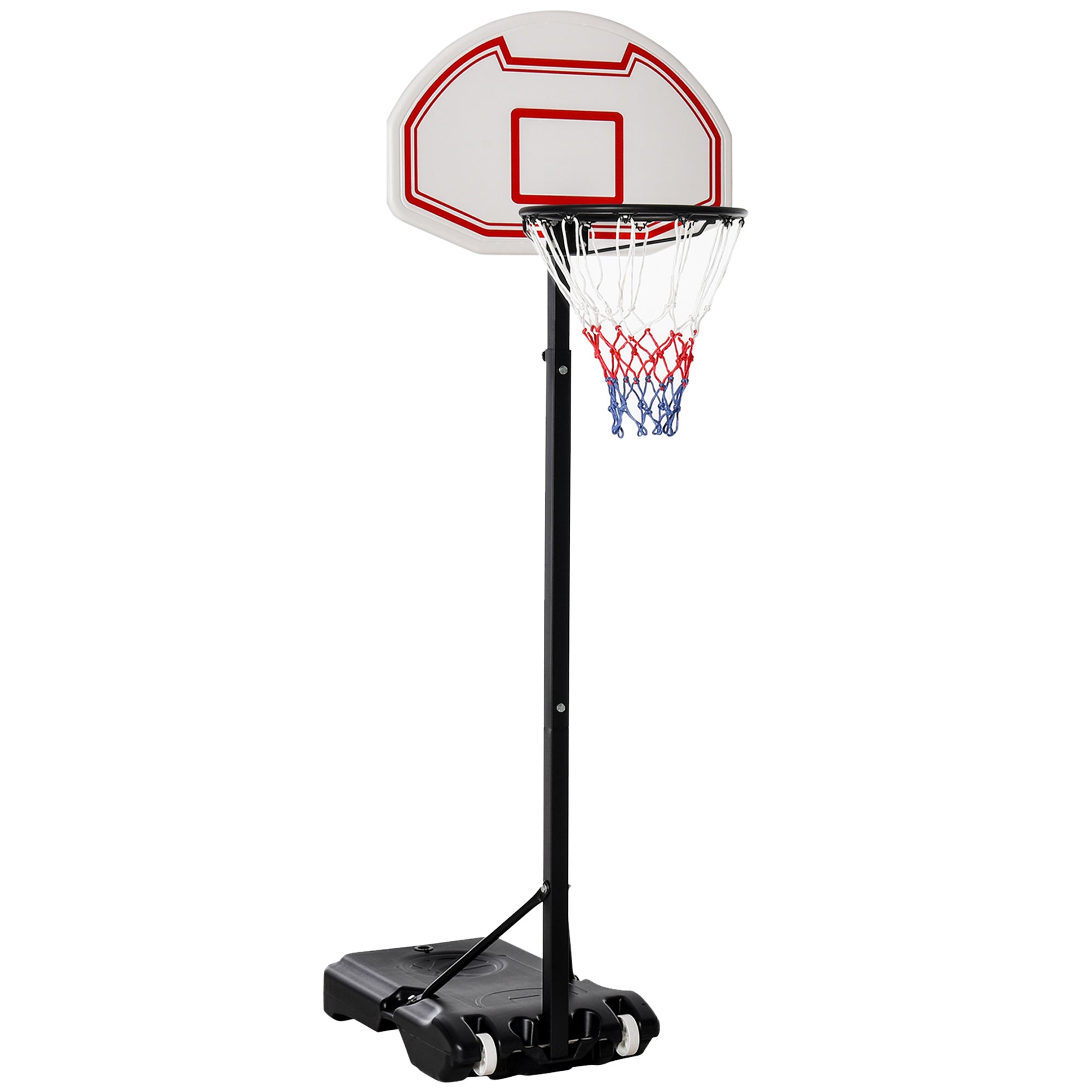 HOMCOM Basketball Hoop Outdoor, Portable Basketball Hoop and Stand with Weighted Base, Portable on Wheels, 1.55-2.1m, for Teens, Juniors, Adults, White