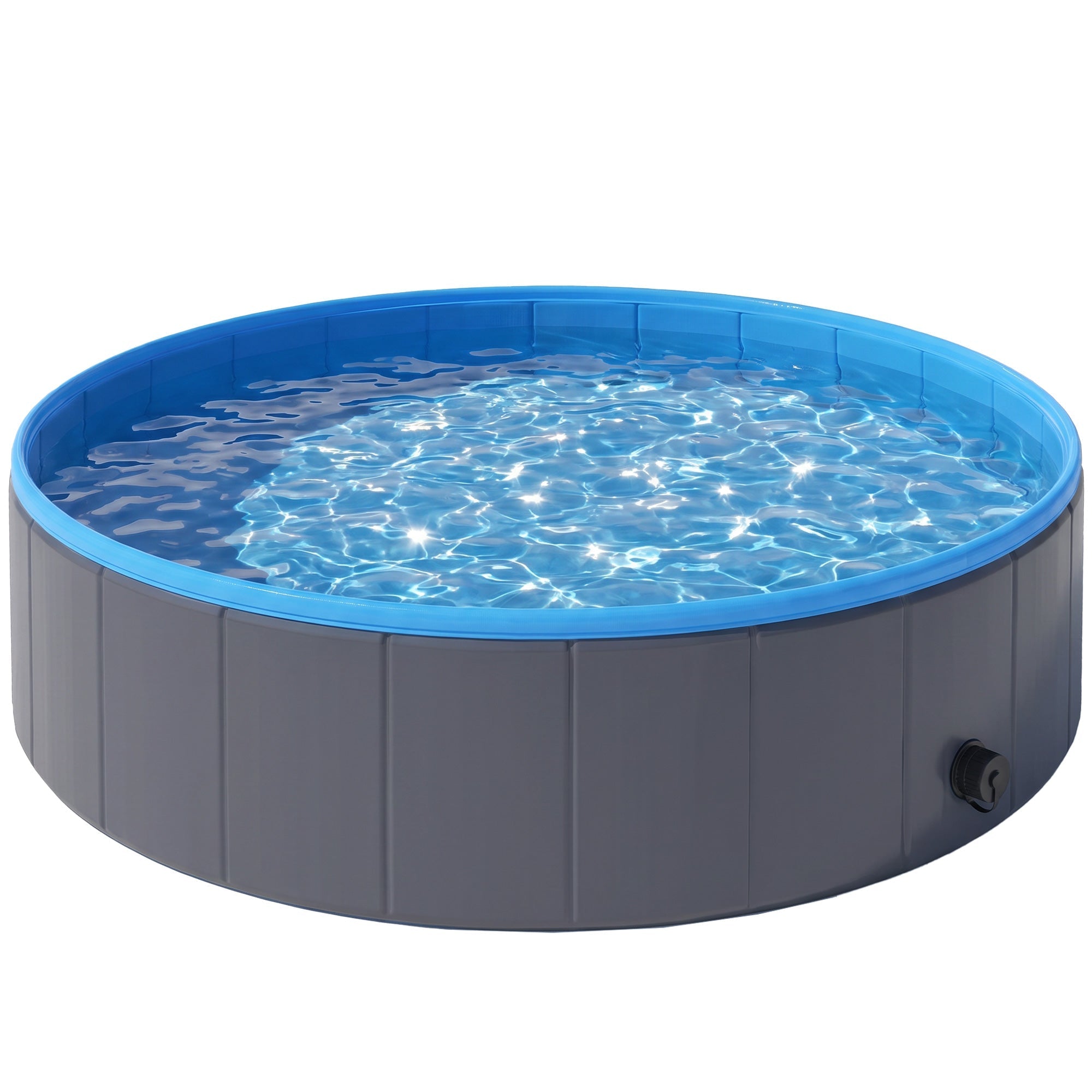PawHut Foldable Dog Pool for Puppies and Ducks Dog Paddling Pool Bath Tub, Dark Grey, 120 x 30cm