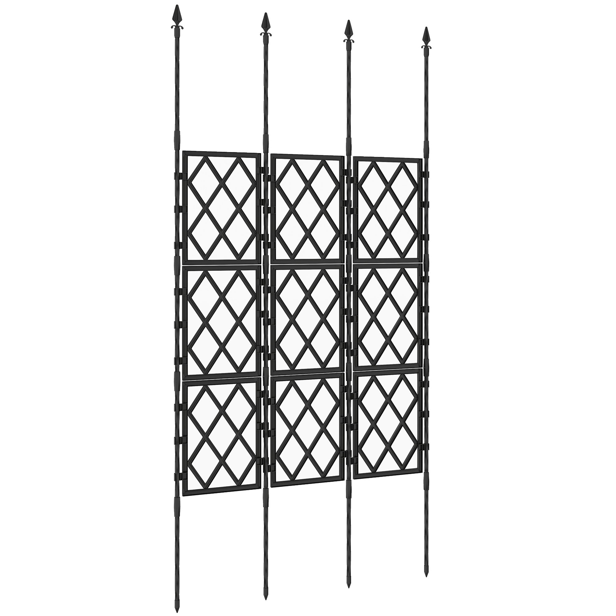 Outsunny Foldable Garden Trellis, Lattice Climbing Support Trellis for Garden, DIY Assembly, 85 x 197 cm, Black
