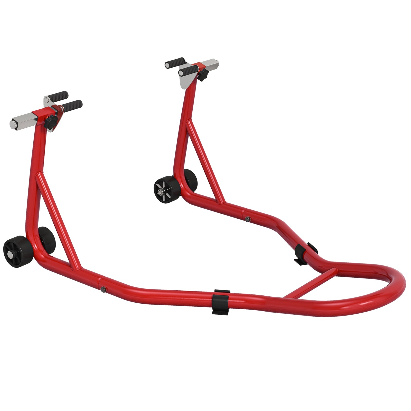 HOMCOM Front Motorcycle Paddock Stand Motorbike Stand with Anti-Slip Mat, Adjustable Pin and Swingarm Spool Adaptors, 200 kg Capacity, for 18", 17" and 10" Tyre, Red