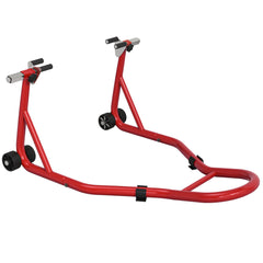 HOMCOM Front Motorcycle Paddock Stand Motorbike Stand with Anti-Slip Mat, Adjustable Pin and Swingarm Spool Adaptors, 200 kg Capacity, for 18", 17" and 10" Tyre, Red