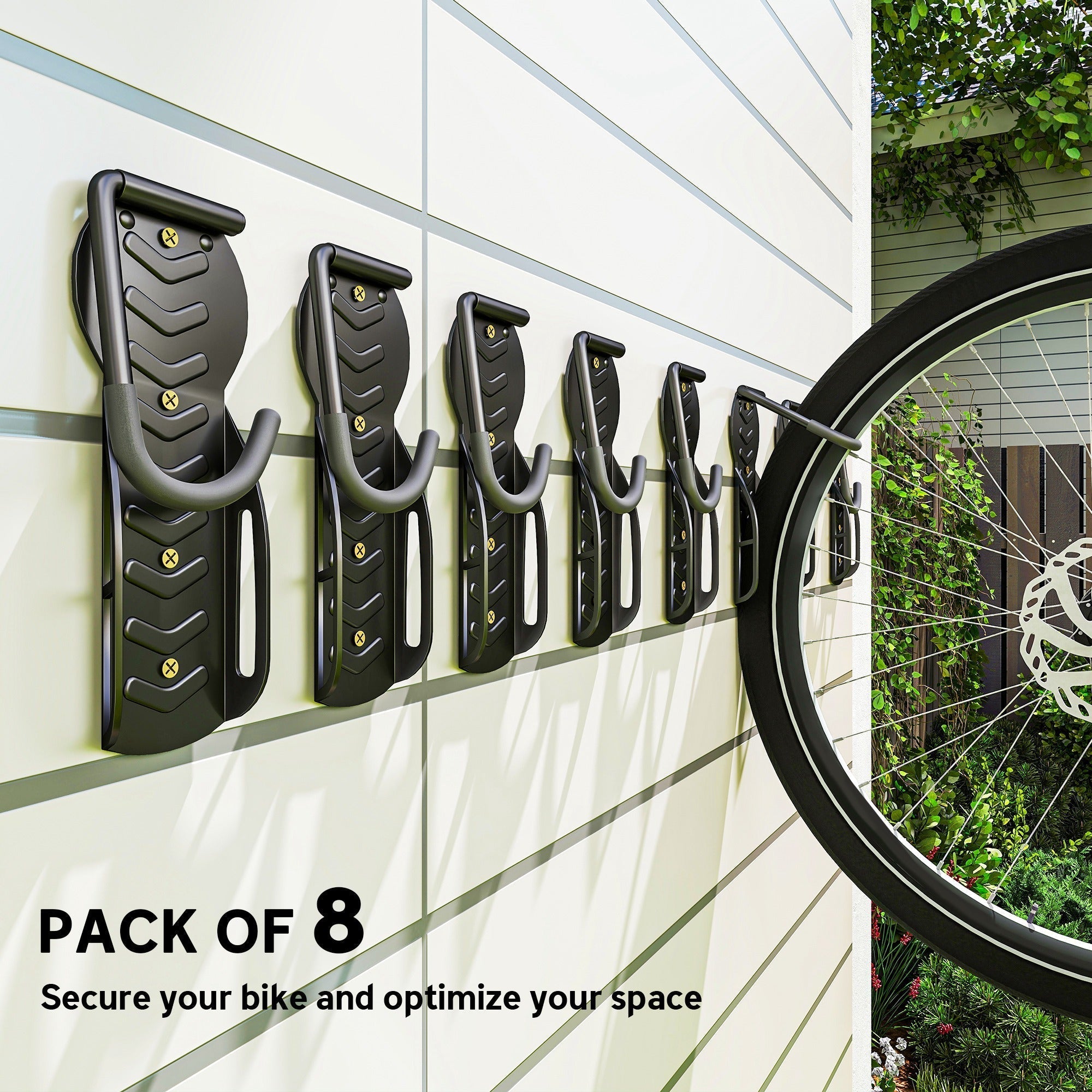 SPORTNOW 8 Pack Bike Rack, Wall Mounted Bicycle Hanger Hook, Foldable Garage Bike Wall Rack, Bicycle Storage Holder for Indoor Outdoor Use