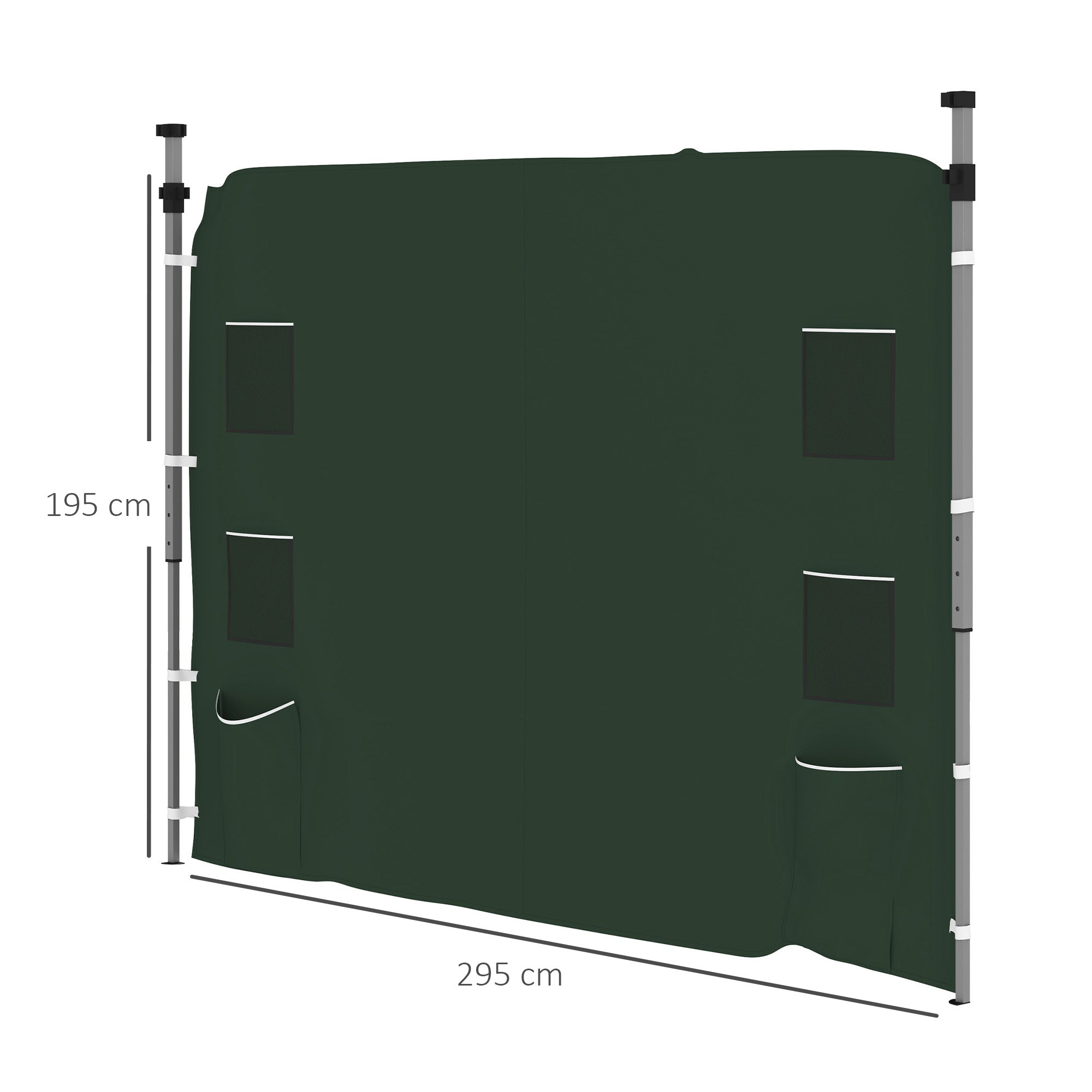 Outsunny 195 x 295cm Replacement Gazebo Sidewall - Green