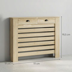 HOMCOM 95.5H x 111Wcm Radiator Cover, with Drawer - Oak