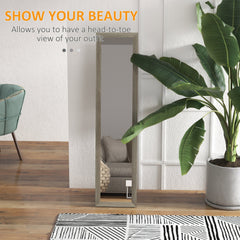 HOMCOM Full Length Mirror, 37 x 157 cm, Hanging or Freestanding, Rectangular Full Body Mirror for Living Room, Bedroom, Grey