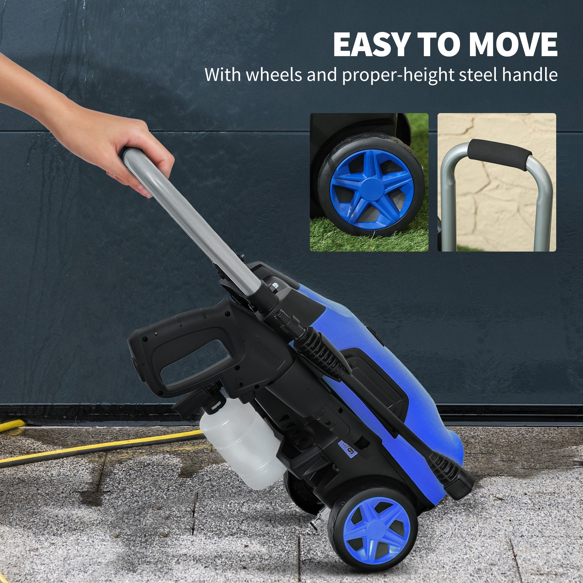 Outsunny 1800W 150-Bar Pressure Washer, with Adjustable Nozzle - Blue