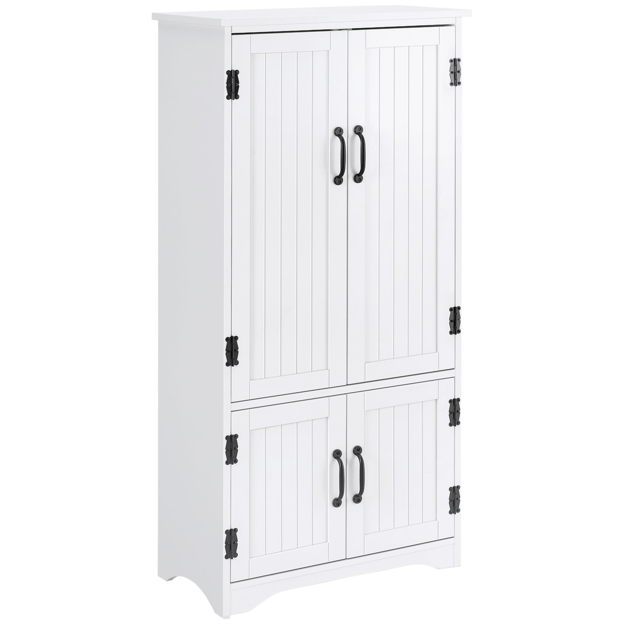 HOMCOM Accent Floor Storage Cabinet Kitchen Cupboard with Adjustable Shelves and 2 Lower Doors, White