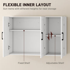 HOMCOM Bathroom Wall Cabinet, Wall Mounted Bathroom Cabinet, Over the Toilet Space Saver with Adjustable Shelves, White