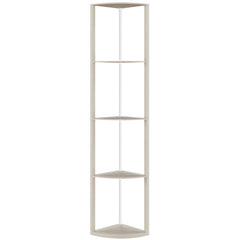 HOMCOM RGB LED Floor Lamp with Shelves, 4-Tier Dimmable Standing Lamp with Remote Control, Oak
