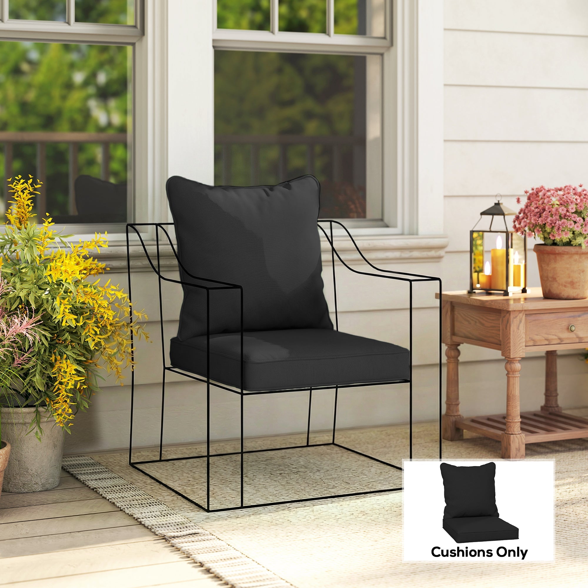 Outsunny Seat and Back Padded Cushion Set, CUSHION ONLY - Black