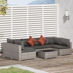 Outsunny Four-Piece Half-Square Rattan Sofa Set - Mixed Grey - product image 2