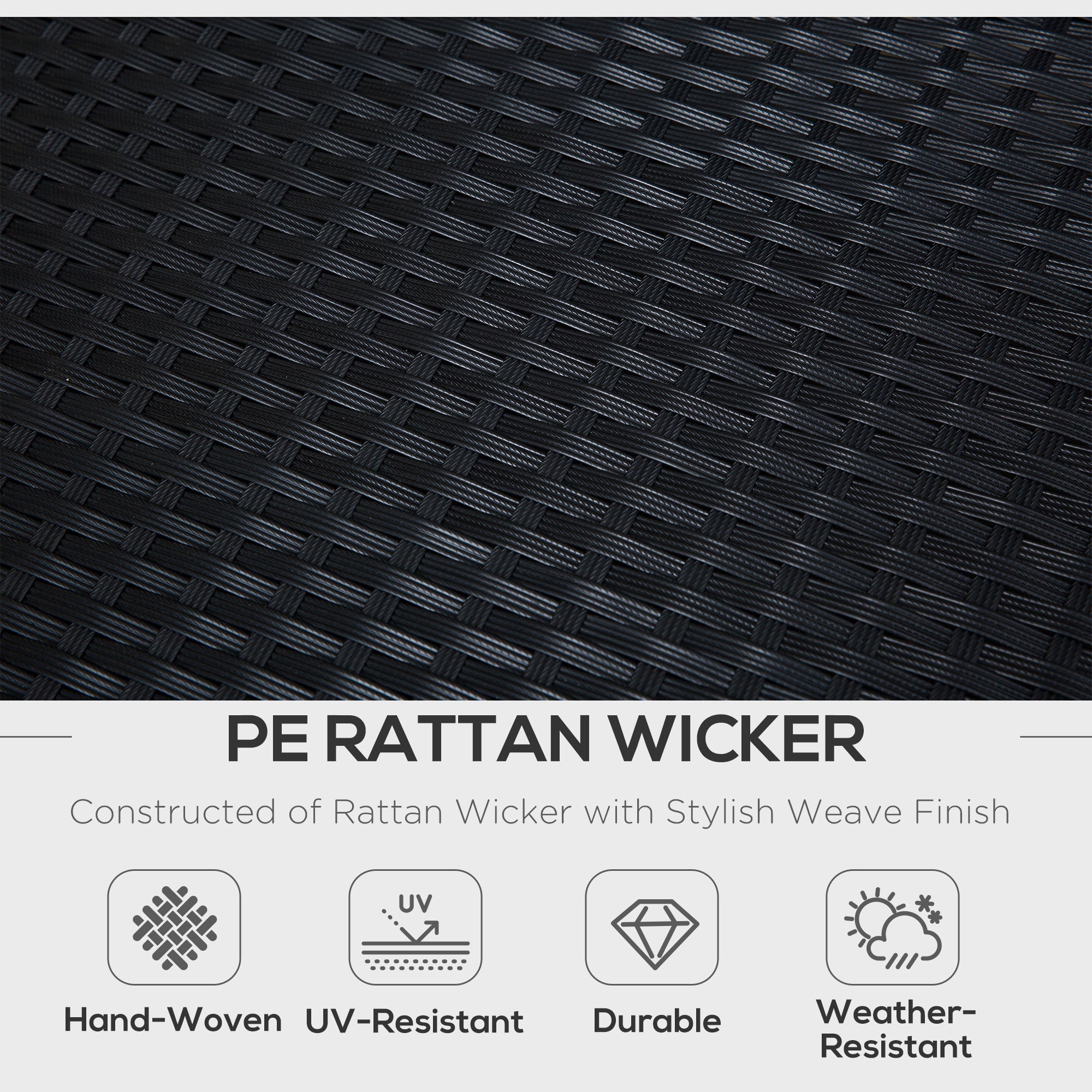 Outsunny 4 Pieces Rattan Garden Furniture Set, 4 Seater Corner Sofa Set with Storage Box, 2 Drawers Coffee Table, Loveseats with Cushions, Wicker Garden Conservatory Furniture for Balcony, Black