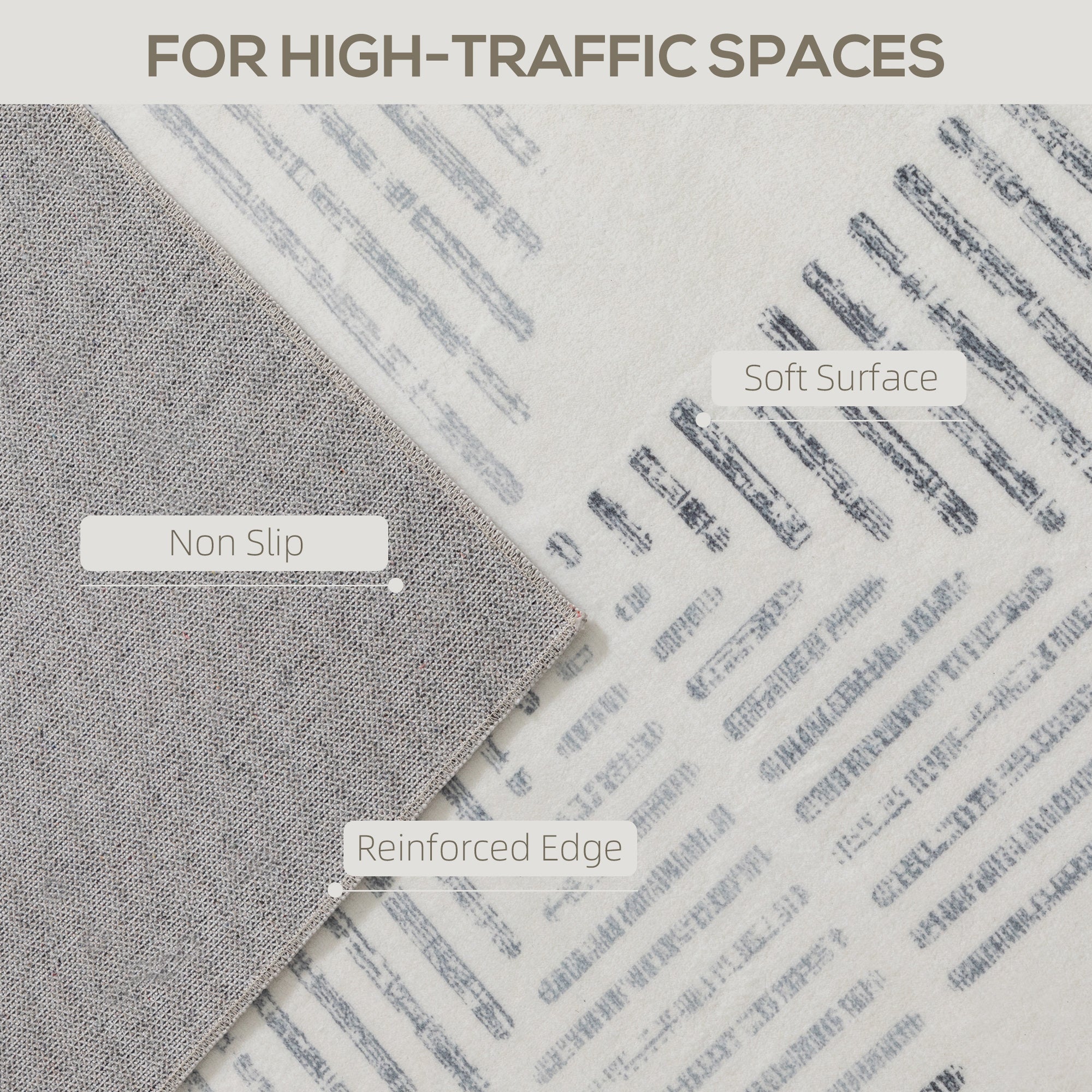 HOMCOM Modern Area Rug, Geometric Pattern Non-Slip Washable Rug, Soft Floor Carpet for Living Room, Bedroom, Dining Room, Home Office, 170 x 120 cm, Grey