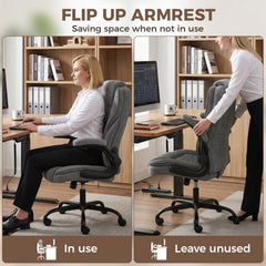 HOMCOM Office Chair, Ergonomic Desk Chair with Flip-up Armrest, Pocket Springs, Swivel Wheels, Adjustable Height, Grey