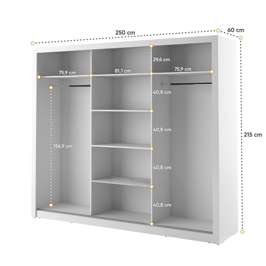 Arti 2 - 3 Sliding Door Wardrobe 250cm