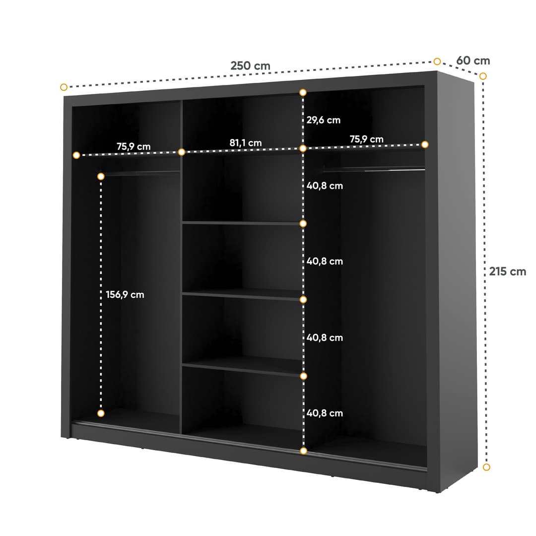 Arti 2 - 3 Sliding Door Wardrobe 250cm