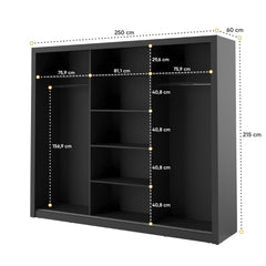 Arti 2 - 3 Sliding Door Wardrobe 250cm