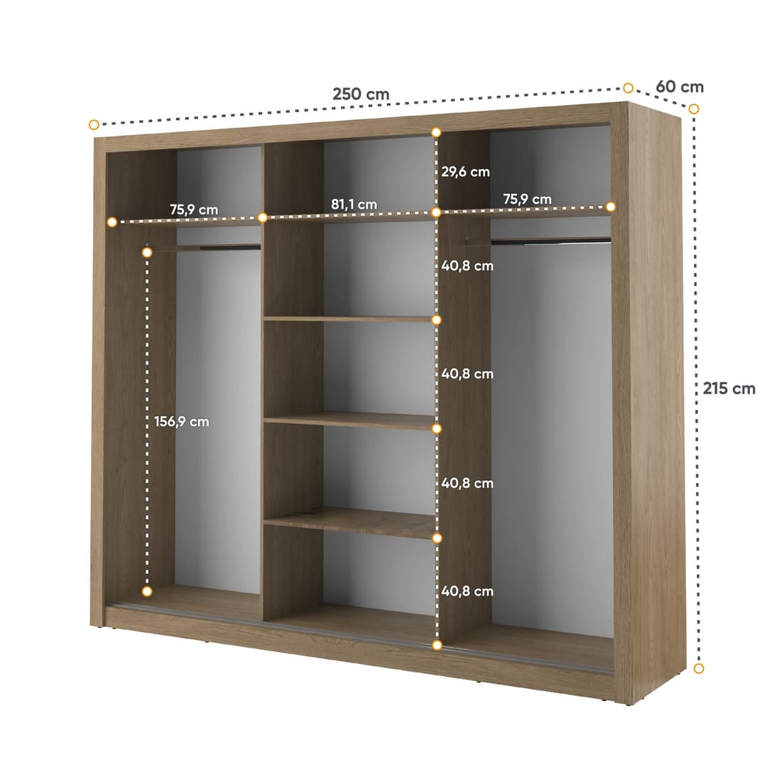 Arti 2 - 3 Sliding Door Wardrobe 250cm