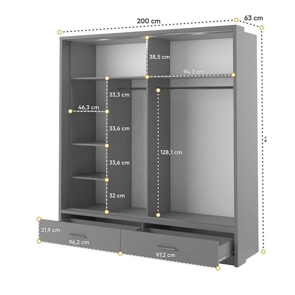 Arti 24 - 2 Sliding Door Wardrobe 200cm - product image 9
