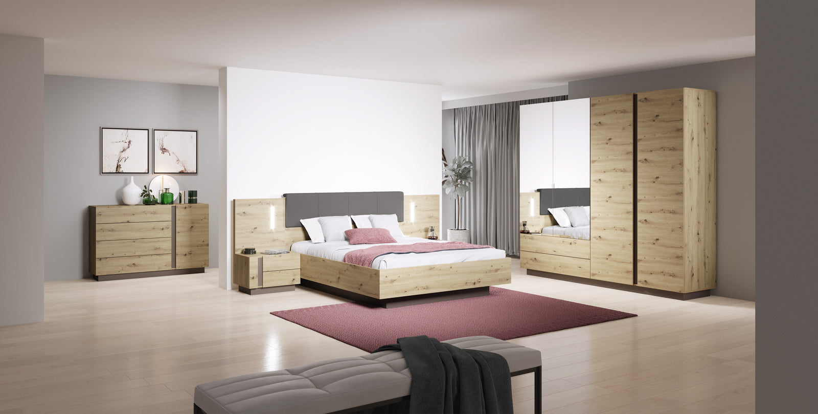 Wardrobe ARCO 220 Oak Artisan / Grey