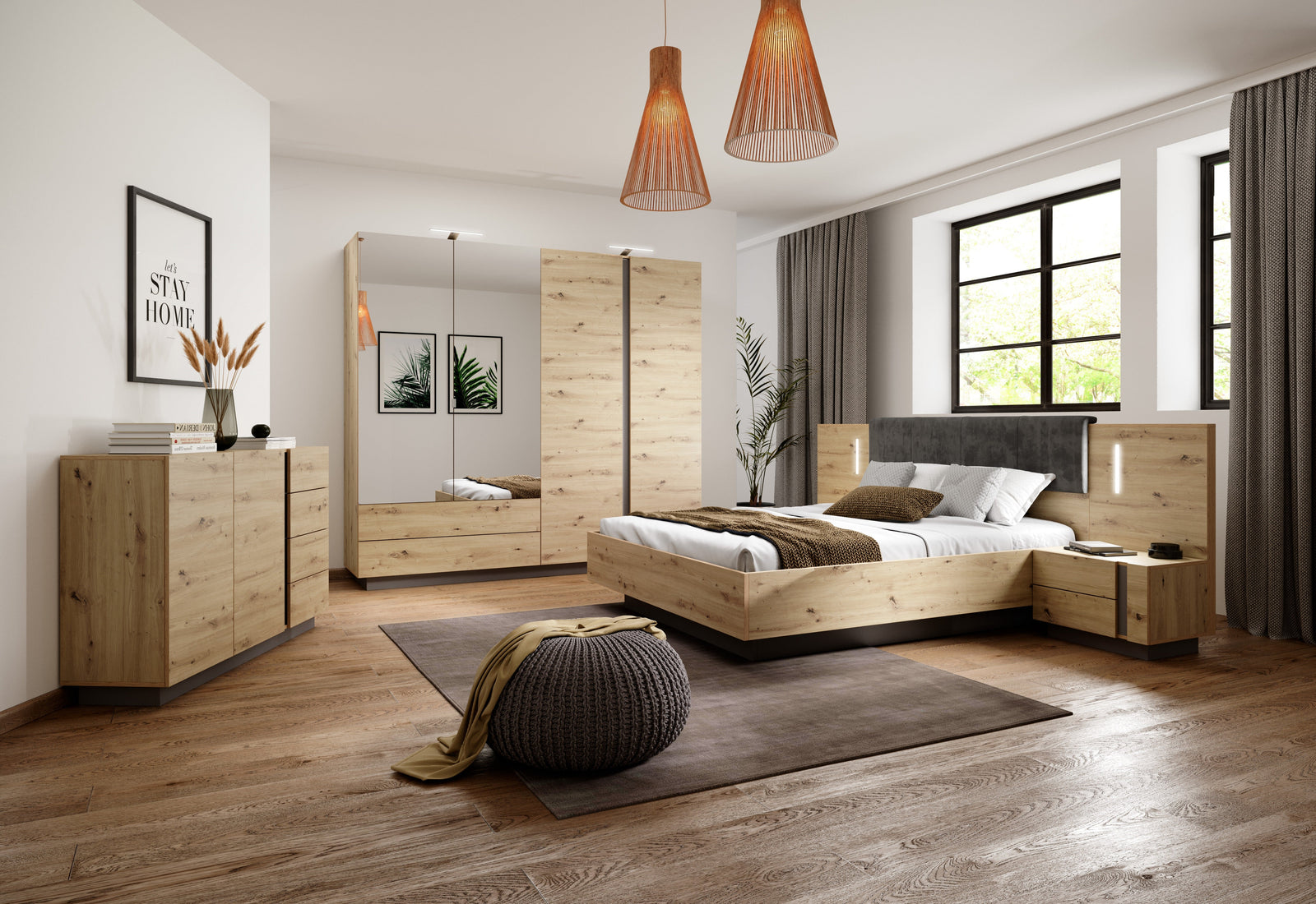 Chest of Drawers D4S ARCO Oak Artisan / Grey