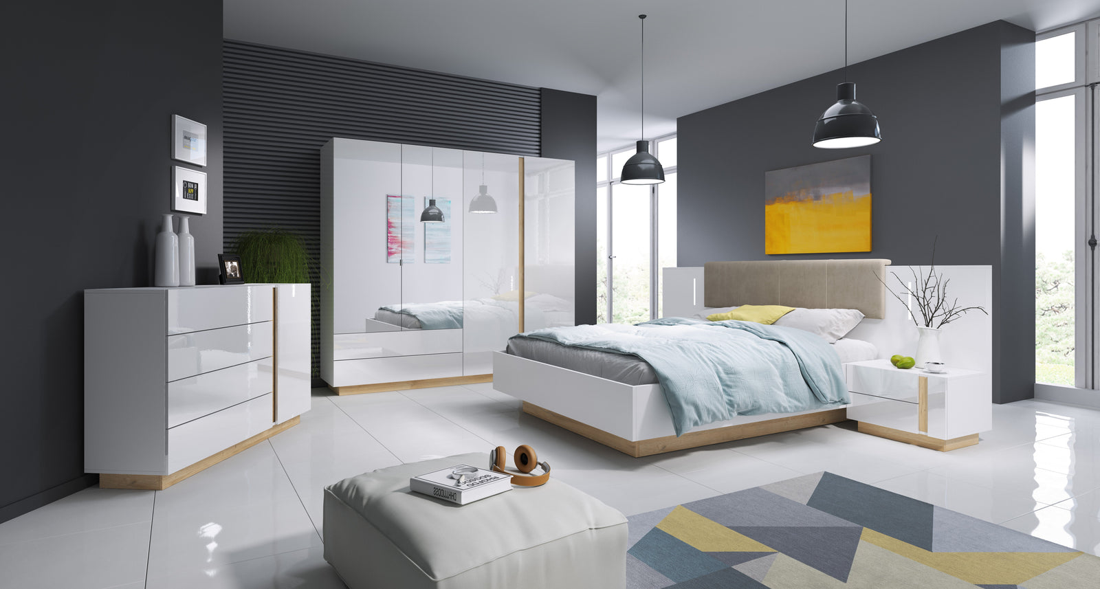 Bed ARCO White / White Gloss