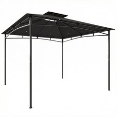 Outsunny 3 x 3 m Gazebo, Garden Gazebo with 2-Tier Roof, Metal Frame, Black