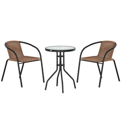 Outsunny 3 Pieces Rattan Bistro Set - Brown
