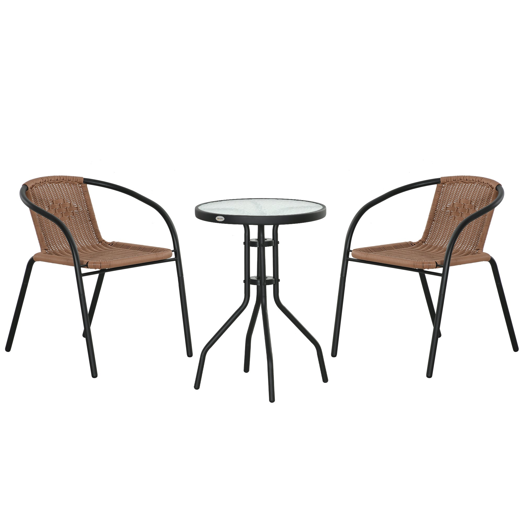 Outsunny 3 Pieces Rattan Bistro Set - Brown