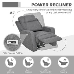 HOMCOM 150  Electric Reclining Chair, with USB port and Footrest - Charcoal Grey
