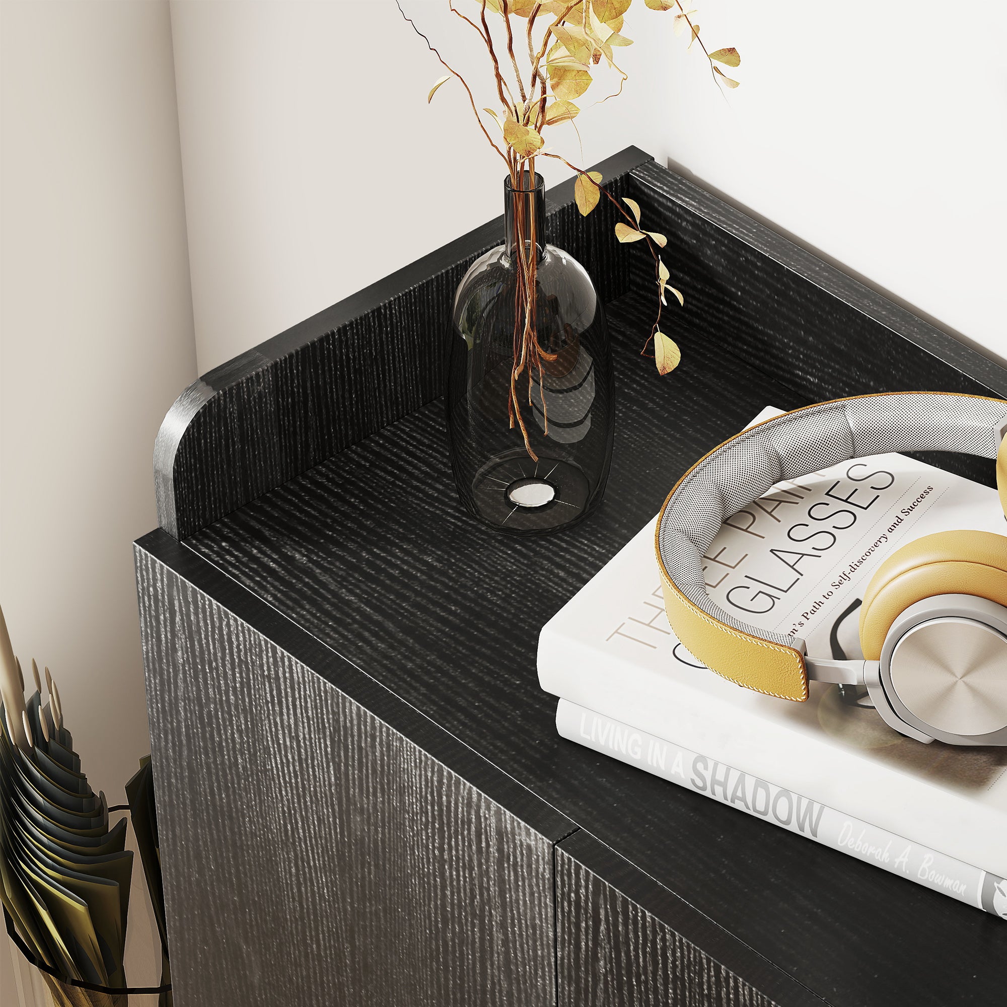 HOMCOM Shoe Storage Cabinet with Adjustable Shelves - Black