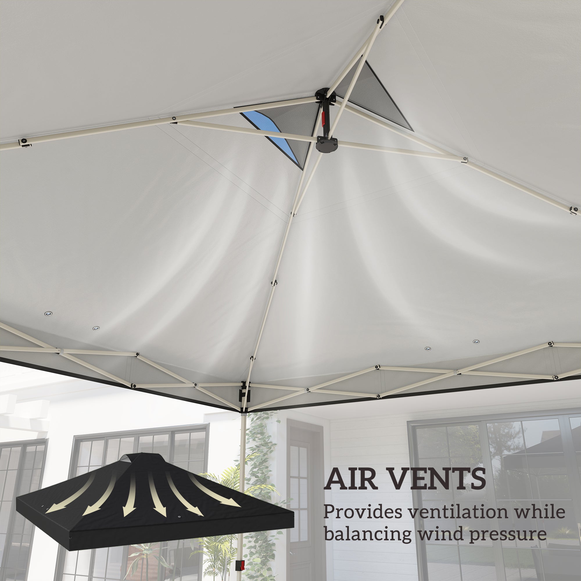 Outsunny gazebo roof replacement UV50+ Waterproof Pop Up Canopy Cover with 8 Drainage Holes 3 x 3 m Black